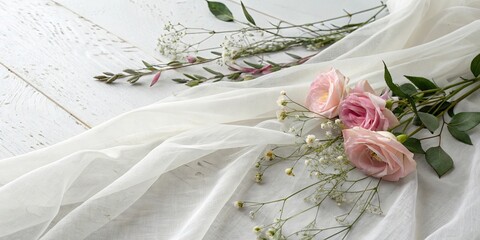 Elegant background with delicate organza cloth , fabric, sheer,soft, flowing, texture, background, pastel, light