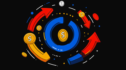 Fototapeta premium Abstract black background with Colorful charts and graphs with statistics to innovative analyze business potential and forecast future development of companies growth.