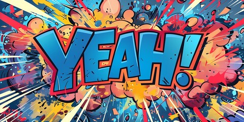 Obraz premium Yeah Comic book style word on abstract background.