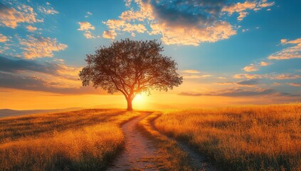 Fototapeta premium Golden Hour Sunset Landscape