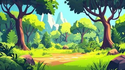 Fototapeta premium A Pathway Through a Lush, Forested Landscape