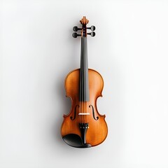 Fototapeta premium Violin Top View Shot on White Background
