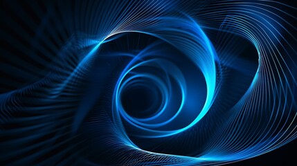 Abstract Swirling Blue Lines on a Dark Background