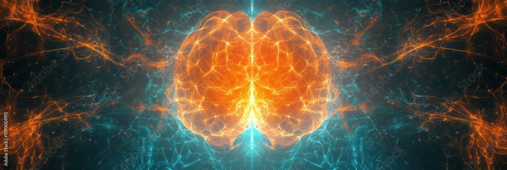 Poster This artwork depicts a dynamic, abstract digital brain with vibrant colors, highlighting intricate neural patterns and connections in stunning detail. Generative AI