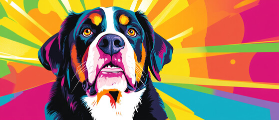 Greater Swiss Mountain Dog Close Up Cool Action Stock Photo