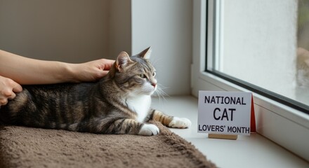 Cat enjoys window seat during National Cat Lovers' Month