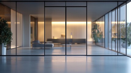 Fototapeta premium Modern Interior Design with Glass Walls and Natural Light