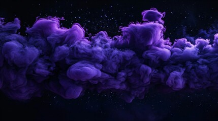 Animation of abstract swirling neon purple smoke on black background. Dark violet magical fog. Mystic effect for Halloween. Color of 2025 year