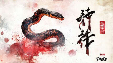 Obraz premium Symbolic representation of a snake for the year 2025 in art