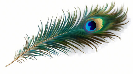 Obraz premium Peacock feathers isolated cutout on transparent background, elegant ostentatious beautiful. Elegant Peacock Feathers. Illustration