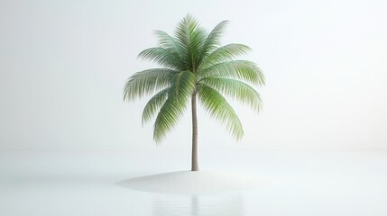 Fototapeta premium Single palm tree on a small island.