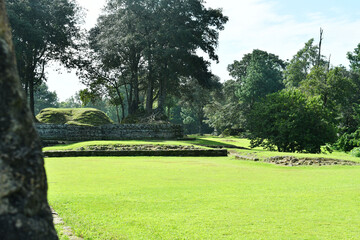 Fototapeta premium Área verde en las ruinas de Iximché, destino turístico en Guatemala.