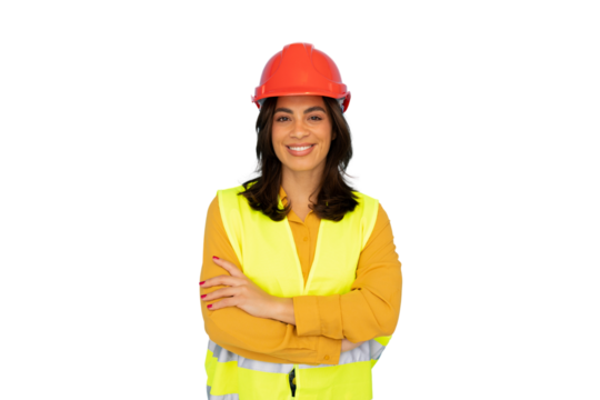 Female construction engineer in a helmet ready for work