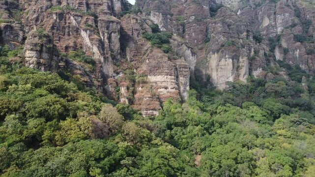 Aerial 4K Drone Footage of Tepozteco Mountain in Morelos, Mexico - Stunning Dolly Out Shot