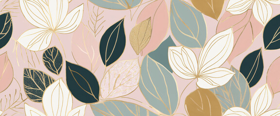 seamless abstract background with colorful pastel leave texture