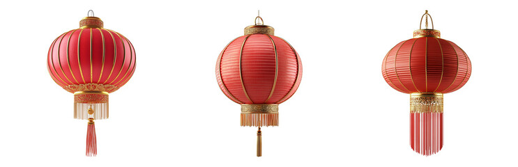 Fototapeta premium Vibrant Red Lanterns for Celebratory Occasions. Isolated on transparent background
