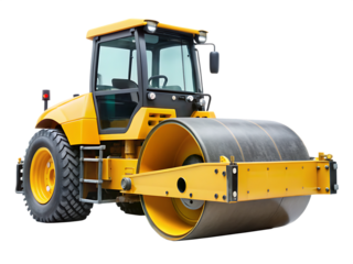 Road roller isolated on white background as transparent. PNG. AI GENERATED