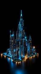 Obraz premium Futuristic Cityscape with Glowing Neon Lights