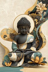 Obraz premium Stunning Digital Artwork of Serene Buddha Figure