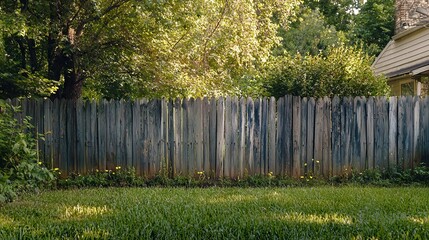 Rustic Wooden Fence Surrounded by Greenery