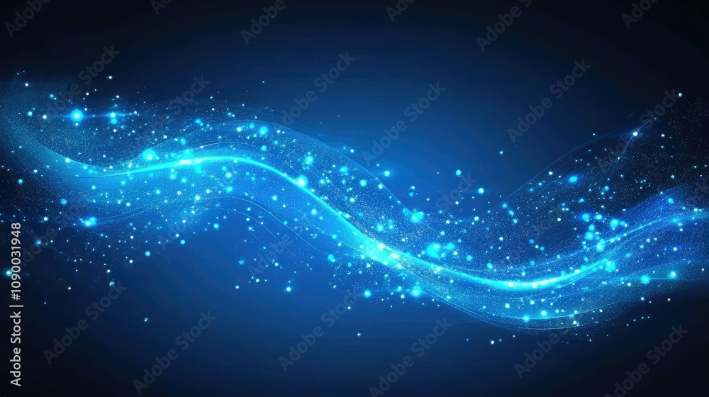 Poster A futuristic abstract blue digital background with glowing data lines and interconnected nodes, symbolizing advanced technology.