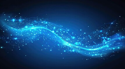 Obraz premium A futuristic abstract blue digital background with glowing data lines and interconnected nodes, symbolizing advanced technology.