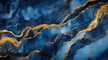 Obraz premium A luxurious abstract background with rich dark blue and gold hues, creating a feeling of elegance and opulence.