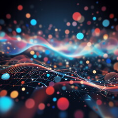 Abstract background ideal for digital, technologies, data science, scientific, neural networks, AI, network, data transmission and analysis, audio and visual concept.