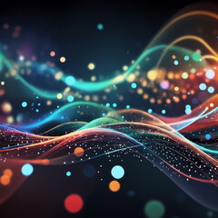 Abstract background ideal for digital, technologies, data science, scientific, neural networks, AI, network, data transmission and analysis, audio and visual concept.