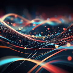 Abstract background ideal for digital, technologies, data science, scientific, neural networks, AI, network, data transmission and analysis, audio and visual concept.