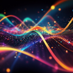 Abstract background ideal for digital, technologies, data science, scientific, neural networks, AI, network, data transmission and analysis, audio and visual concept.