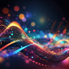 Abstract background ideal for digital, technologies, data science, scientific, neural networks, AI, network, data transmission and analysis, audio and visual concept.
