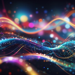 Abstract background ideal for digital, technologies, data science, scientific, neural networks, AI, network, data transmission and analysis, audio and visual concept.