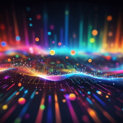 Abstract background ideal for digital, technologies, data science, scientific, neural networks, AI, network, data transmission and analysis, audio and visual concept.