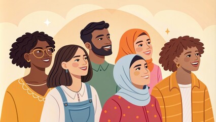 The group enveloped in their unique personas embodies unity highlighting the beauty of individuality amid shared warmth.