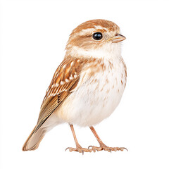Explore the beauty of a small bird in its natural habitat showcasing its delicate features. On white background