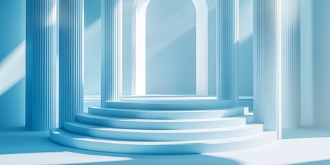 Fototapeta premium Blue minimalist architecture scene