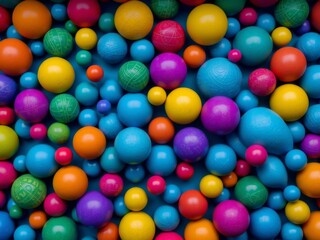 Obraz premium Abstract wallpaper featuring a vibrant array of blue 3d balls in a colorful 3d render, blue, design, colorful