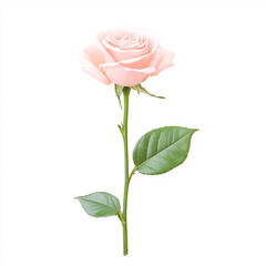 A stunning pink rose stands gracefully symbolizing beauty and elegance. On white background