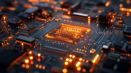 Obraz premium Automated Robotic Arm in Action on Assembly Line Welding Circuit Boards in Advanced Production Facility. Precision Technology and Industrial Automation for Efficient Manufacturing Processes.