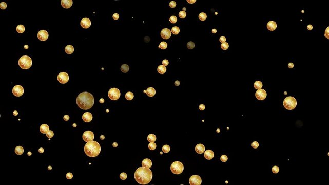 Christmas abstract yellow ball particle motion, holiday festival wedding gift, alpha chanel black art background V2