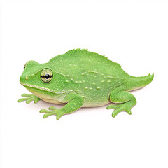 Fototapeta premium Explore the vibrant details of a unique green frog species in its natural habitat showcasing the beauty of biodiversity. On white background