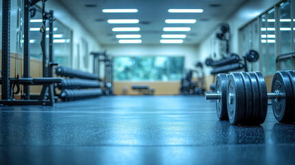 well equipped college gym weight room featuring dumbbells and spacious layout, perfect for fitness enthusiasts. bright lighting enhances workout atmosphere
