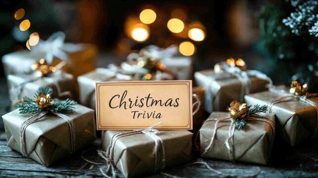 Christmas trivia game with presents.