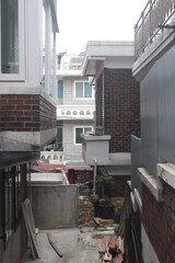 Alley view of traditional Korean villa building