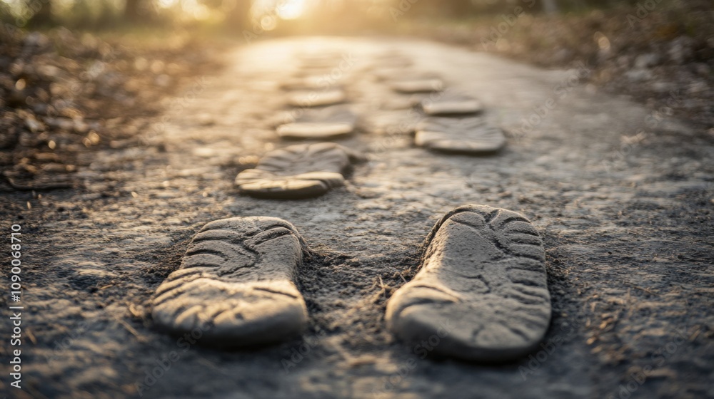 Poster a collection of varied footprints on a path, highlighting the different journeys and contributions o