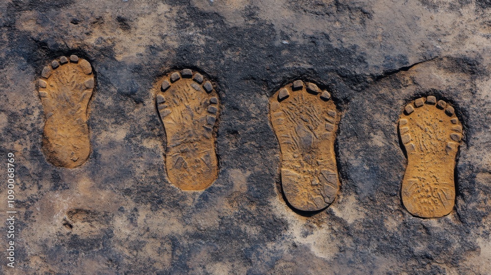 Poster a collection of varied footprints on a path, highlighting the different journeys and contributions o