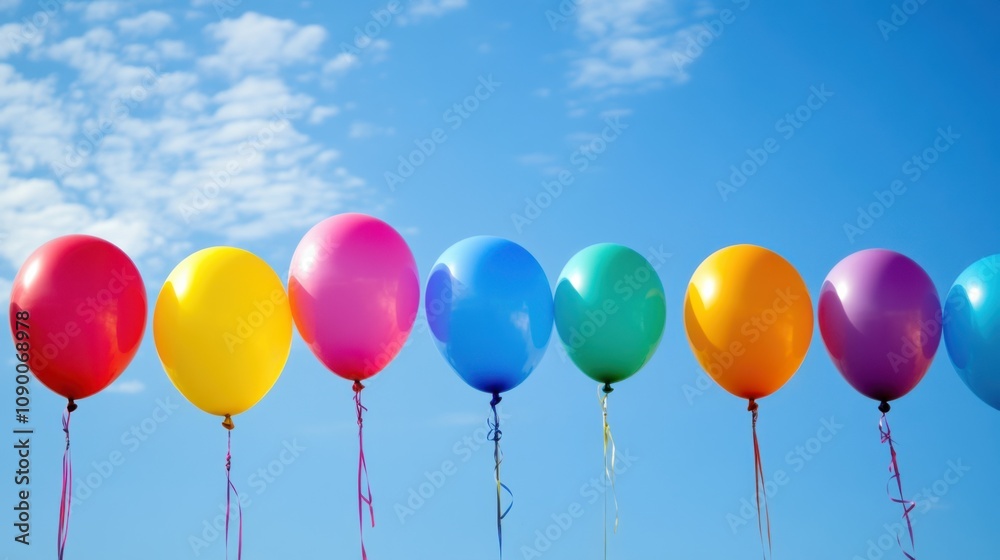 Poster a colorful array of balloons tied together, representing the celebration of diverse identities and u