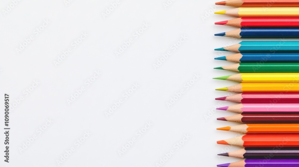 Poster a colorful spectrum of pencils arranged in a perfect gradient, representing the spectrum of identiti