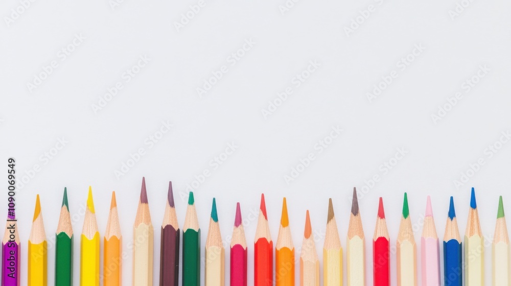 Poster a colorful spectrum of pencils arranged in a perfect gradient, representing the spectrum of identiti